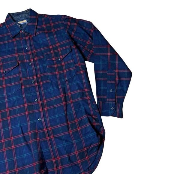 Vintage 80s Pendleton Virgin Wool Plaid Shirt 15.5 Medium - Picture 3 of 7
